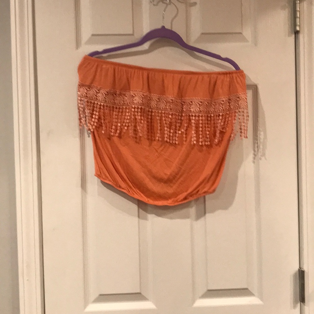 Orange off the shoulder crop top